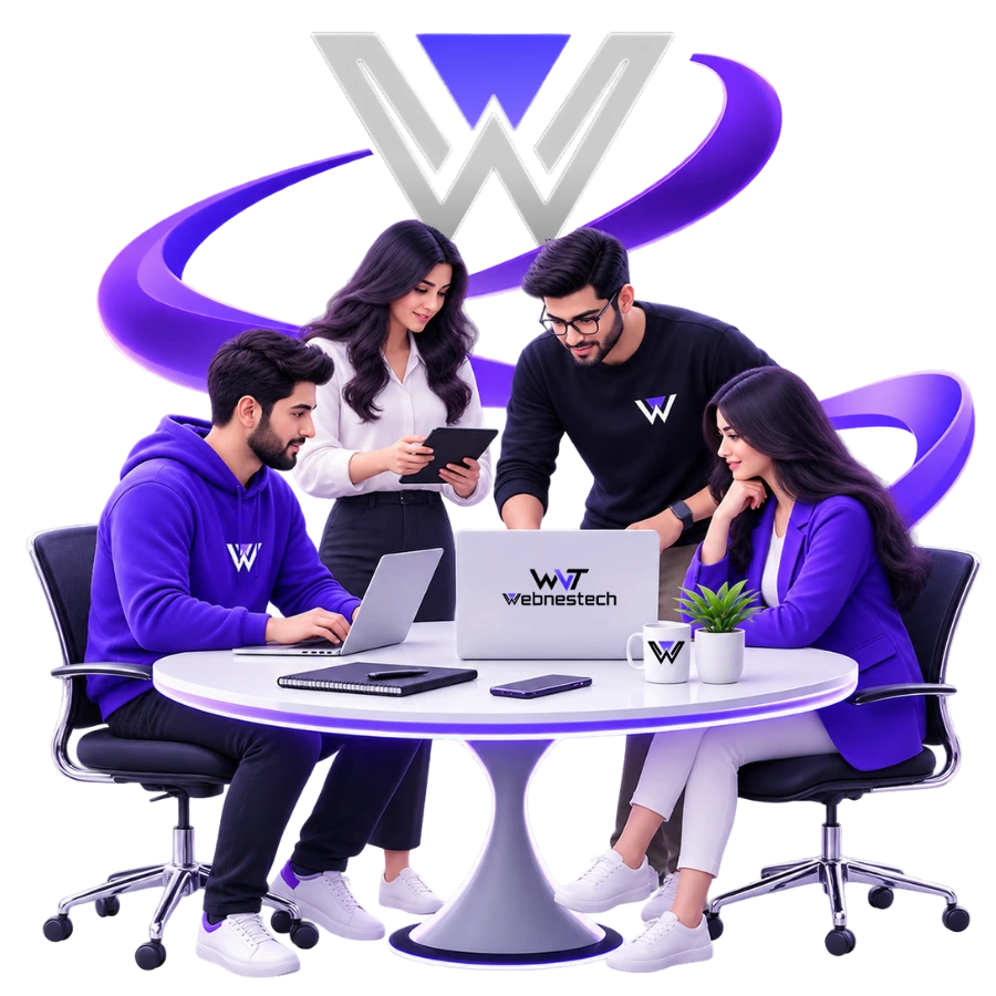 The Webnestech team collaborating on a digital project