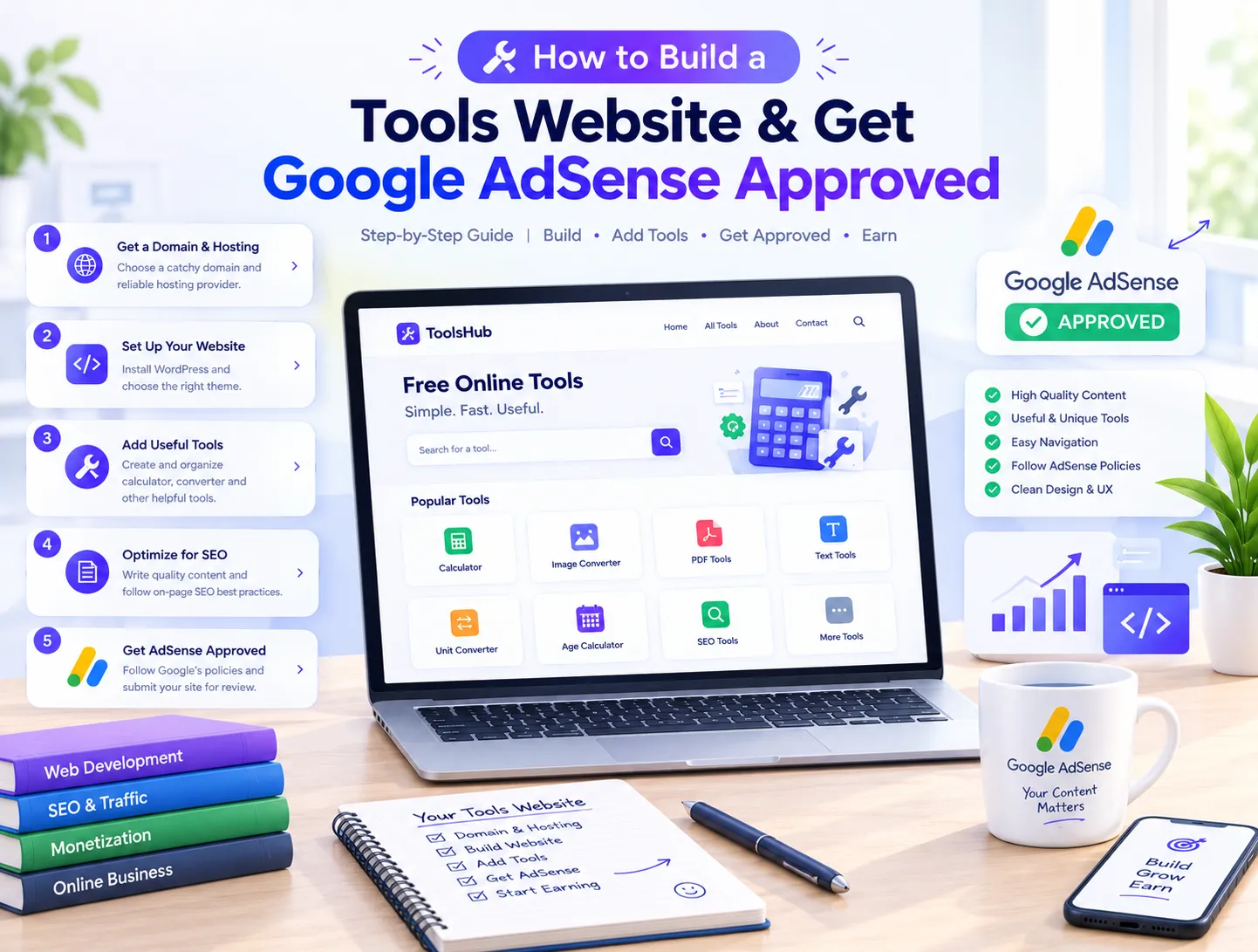 How to Build a Tools Website & Get Google AdSense Approved